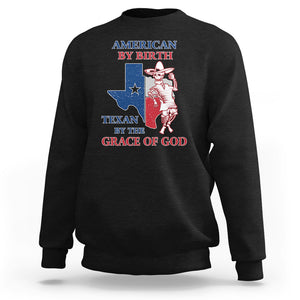 Texas Skeleton Sweatshirt American By Birth Texan By The Grace Of God Texas Flag TS02 Black Printyourwear