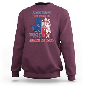 Texas Skeleton Sweatshirt American By Birth Texan By The Grace Of God Texas Flag TS02 Maroon Printyourwear