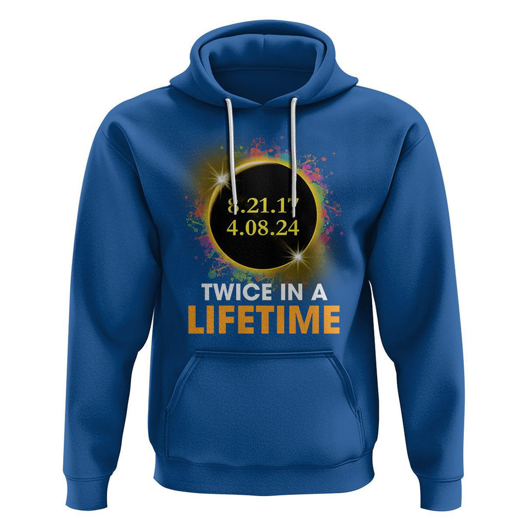 Total Solar Eclipse Hoodie Twice In A Life Time American Totality 2024 2017 TS02 Royal Blue Printyourwear
