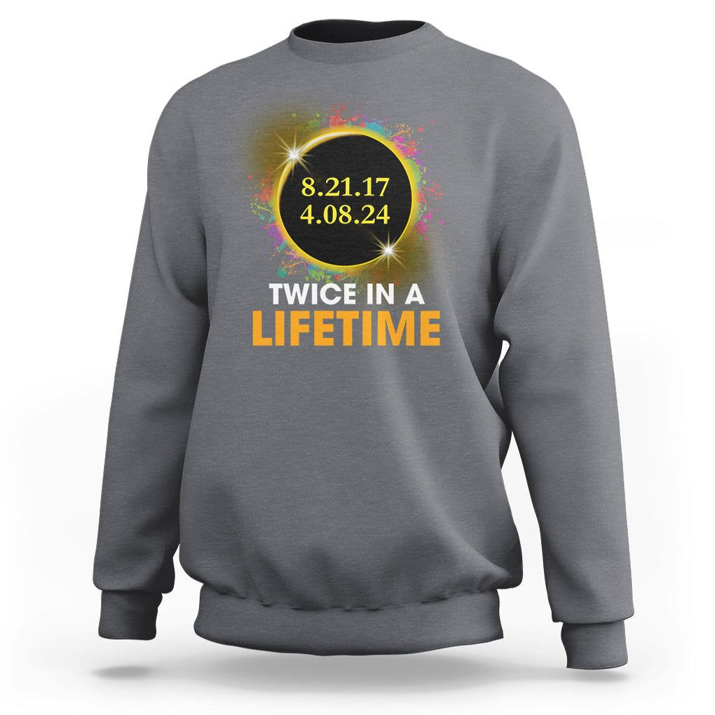 Total Solar Eclipse Sweatshirt Twice In A Life Time American Totality 2024 2017 TS02 Charcoal Printyourwear