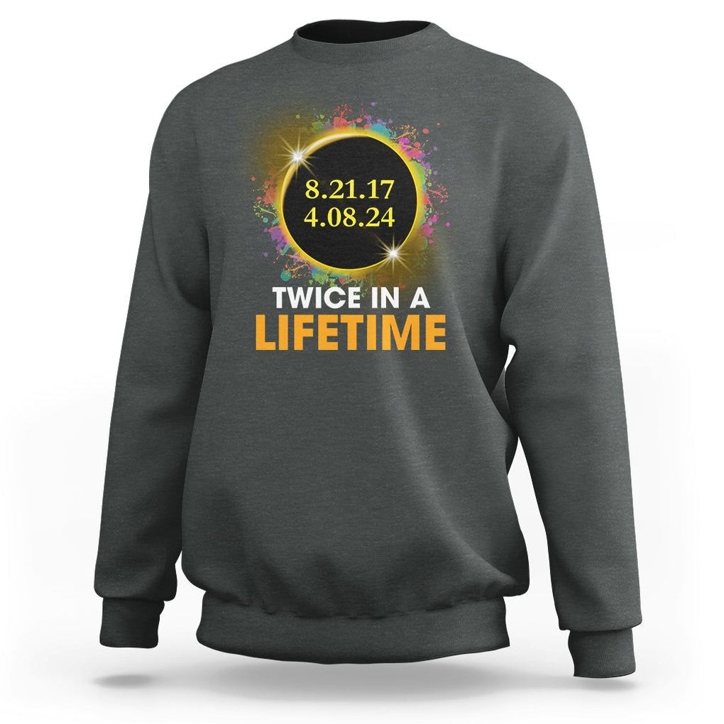 Total Solar Eclipse Sweatshirt Twice In A Life Time American Totality 2024 2017 TS02 Dark Heather Printyourwear