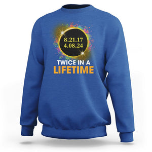 Total Solar Eclipse Sweatshirt Twice In A Life Time American Totality 2024 2017 TS02 Royal Blue Printyourwear