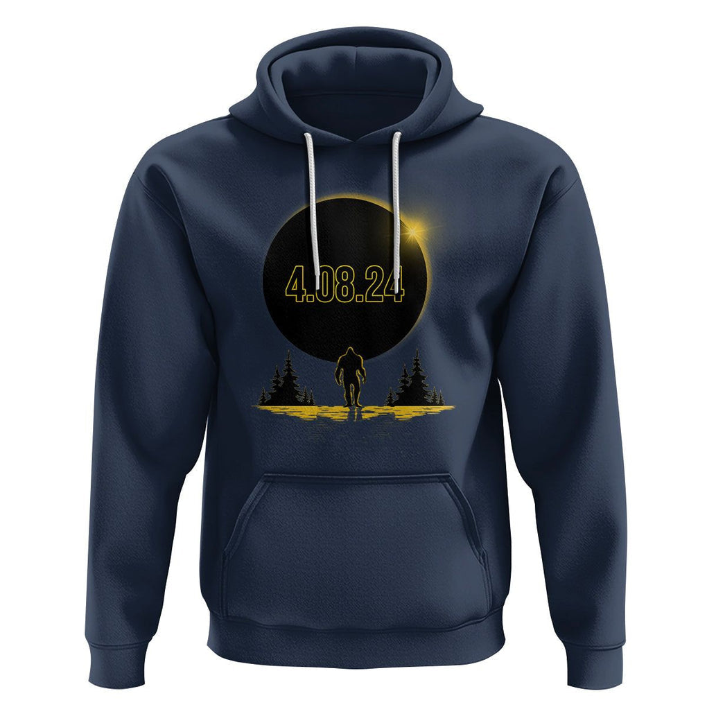 Total Solar Eclipse Bigfoot Hoodie American Totality April 8 2024 Sasquatch Silhouette TS02 Navy Printyourwear