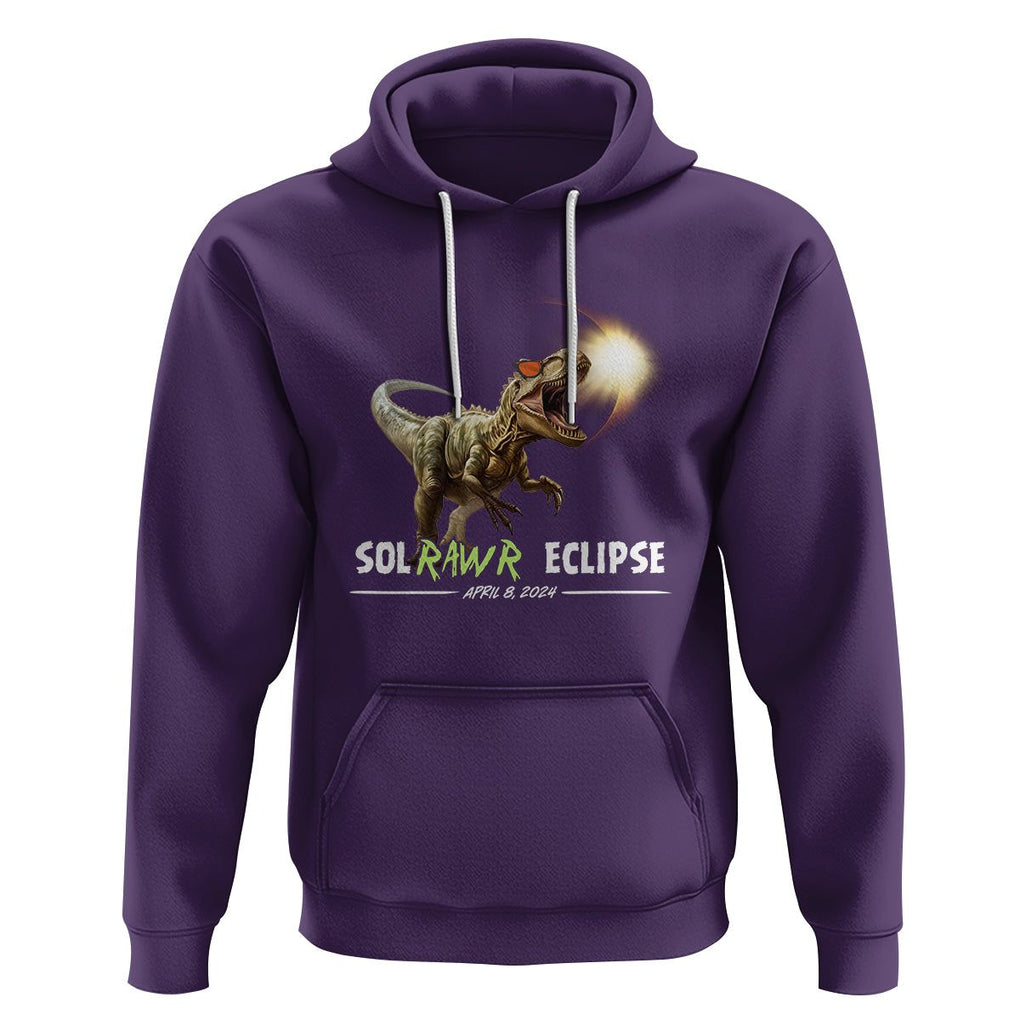 Total Solar Eclipse Dinosaur Hoodie Solrawr Eclipse April 8 2024 TS02 Purple Printyourwear
