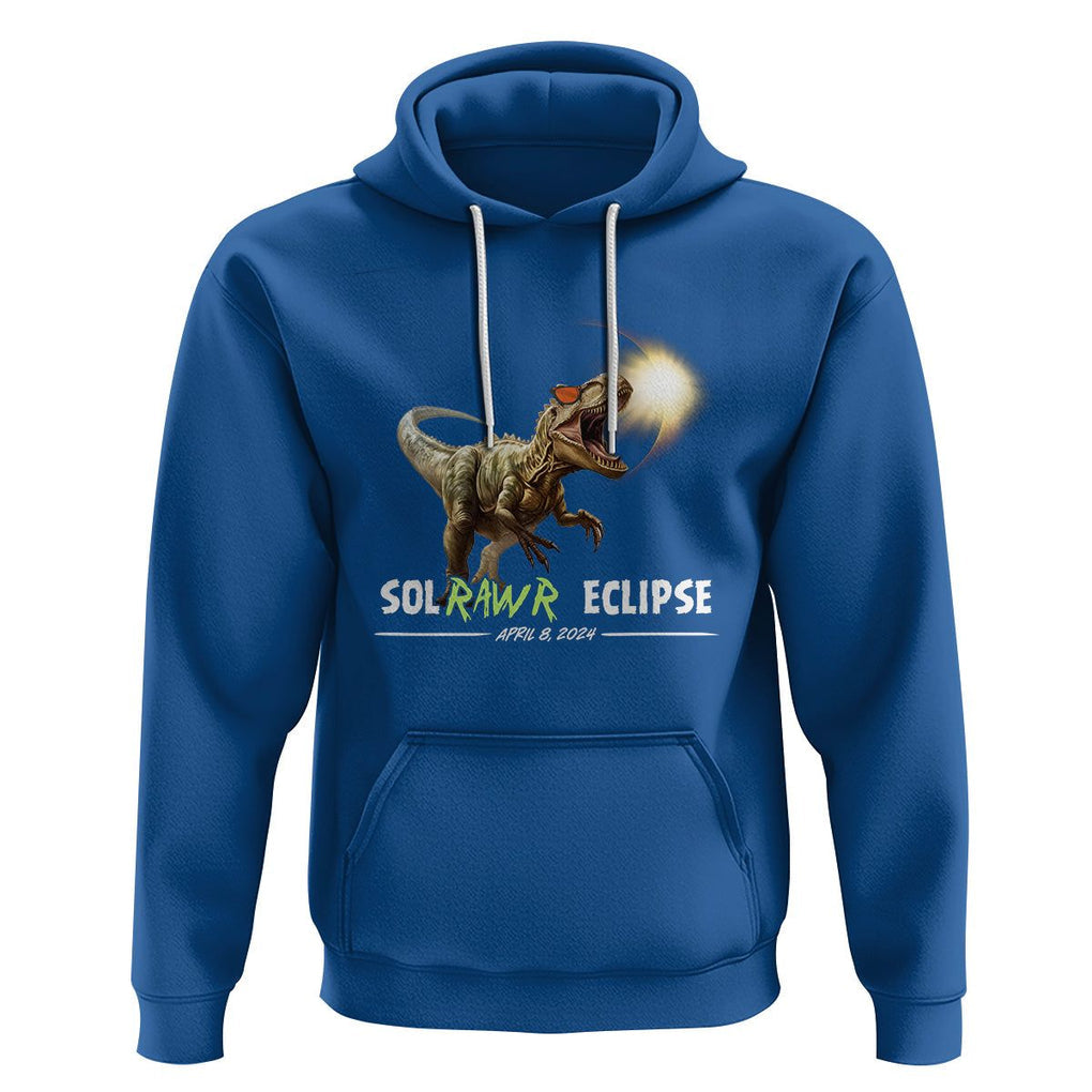 Total Solar Eclipse Dinosaur Hoodie Solrawr Eclipse April 8 2024 TS02 Royal Blue Printyourwear