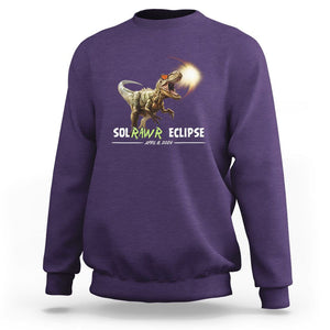 Total Solar Eclipse Dinosaur Sweatshirt Solrawr Eclipse April 8 2024 TS02 Purple Printyourwear