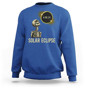 Total Solar Eclipse Skeleton Sweatshirt Funny Watching American Totality April 8 2024 Matching TS02 Royal Blue Printyourwear