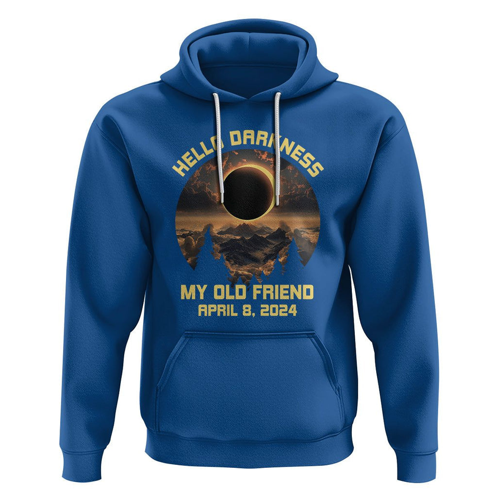 Total Solar Eclipse Hoodie Hello Darkness My Old Friend April 8 2024 American Totality TS02 Royal Blue Printyourwear