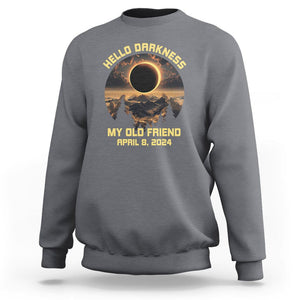 Total Solar Eclipse Sweatshirt Hello Darkness My Old Friend April 8 2024 American Totality TS02 Charcoal Printyourwear