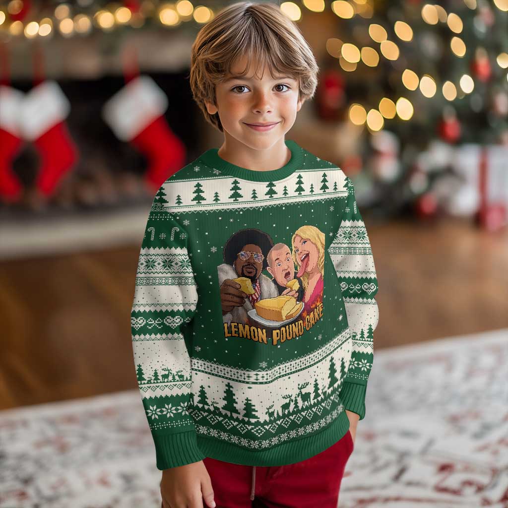 Funny Lemon Pound Cake Meme Ugly Christmas Sweater Retro Edgy Music Humor Gift for Party Lovers TS02 Forest Green Beige Print Your Wear