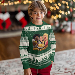 Funny Lemon Pound Cake Meme Ugly Christmas Sweater Retro Edgy Music Humor Gift for Party Lovers TS02 Forest Green Beige Print Your Wear