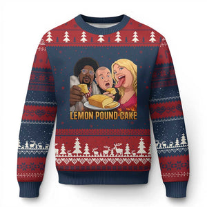 Funny Lemon Pound Cake Meme Ugly Christmas Sweater Retro Edgy Music Humor Gift for Party Lovers TS02 Navy Red Print Your Wear