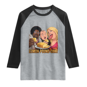 Funny Lemon Pound Cake Meme Raglan Shirt Retro Edgy Music Humor Gift for Party Lovers TS02 Heather Gray Black Print Your Wear