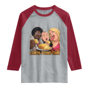 Funny Lemon Pound Cake Meme Raglan Shirt Retro Edgy Music Humor Gift for Party Lovers TS02 Heather Gray Heather Red Print Your Wear