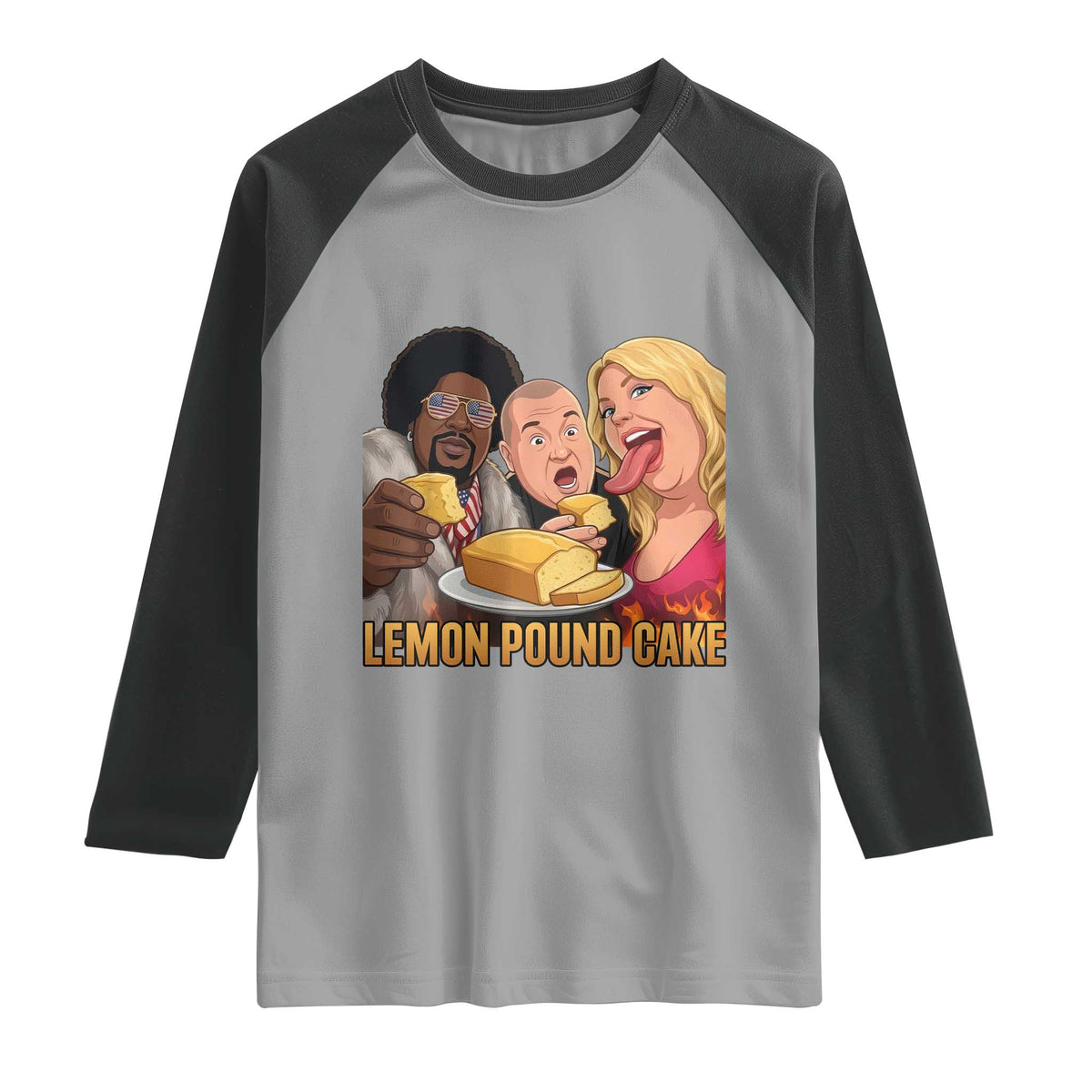 Funny Lemon Pound Cake Meme Raglan Shirt Retro Edgy Music Humor Gift for Party Lovers TS02 Sport Gray Black Print Your Wear