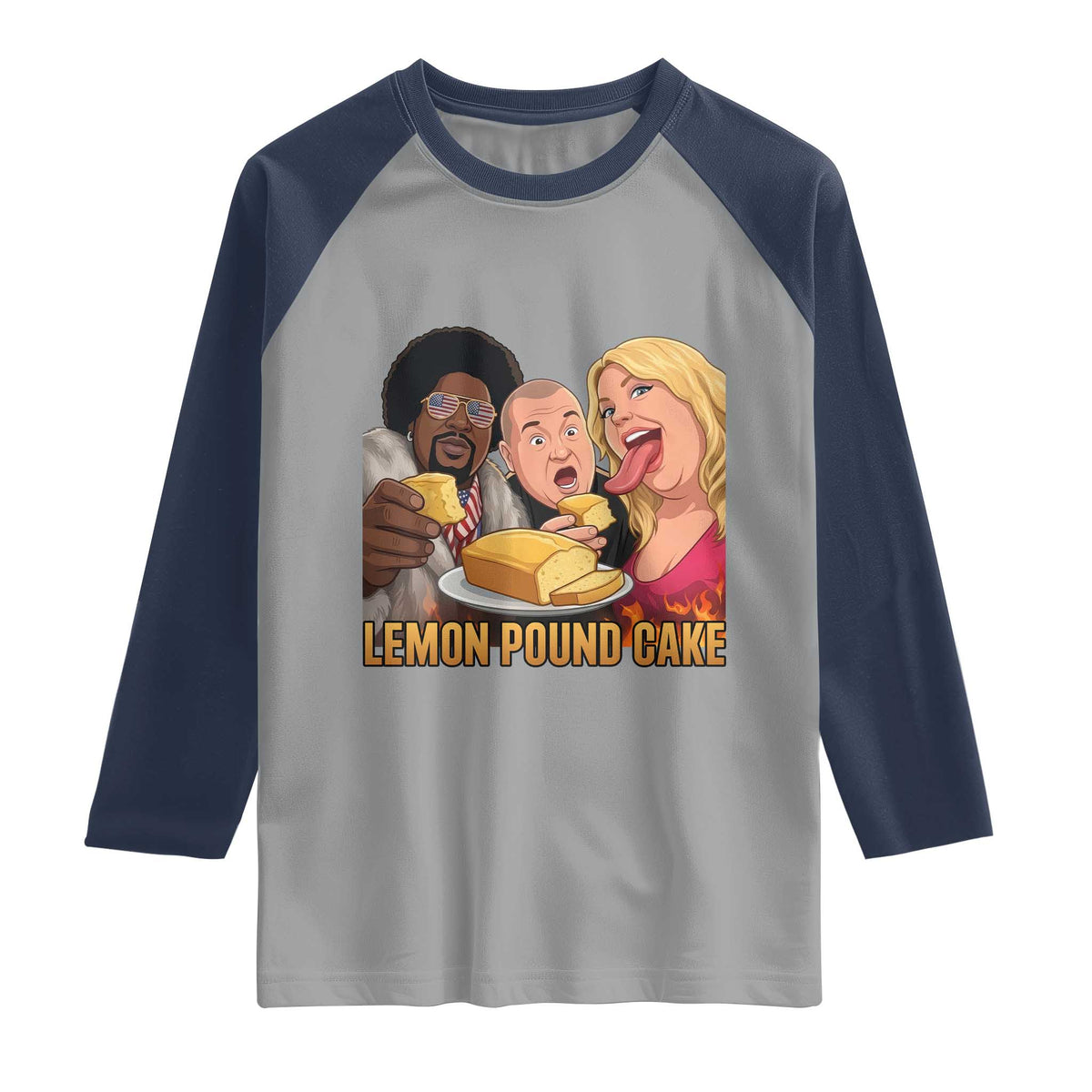 Funny Lemon Pound Cake Meme Raglan Shirt Retro Edgy Music Humor Gift for Party Lovers TS02 Sport Gray Navy Print Your Wear
