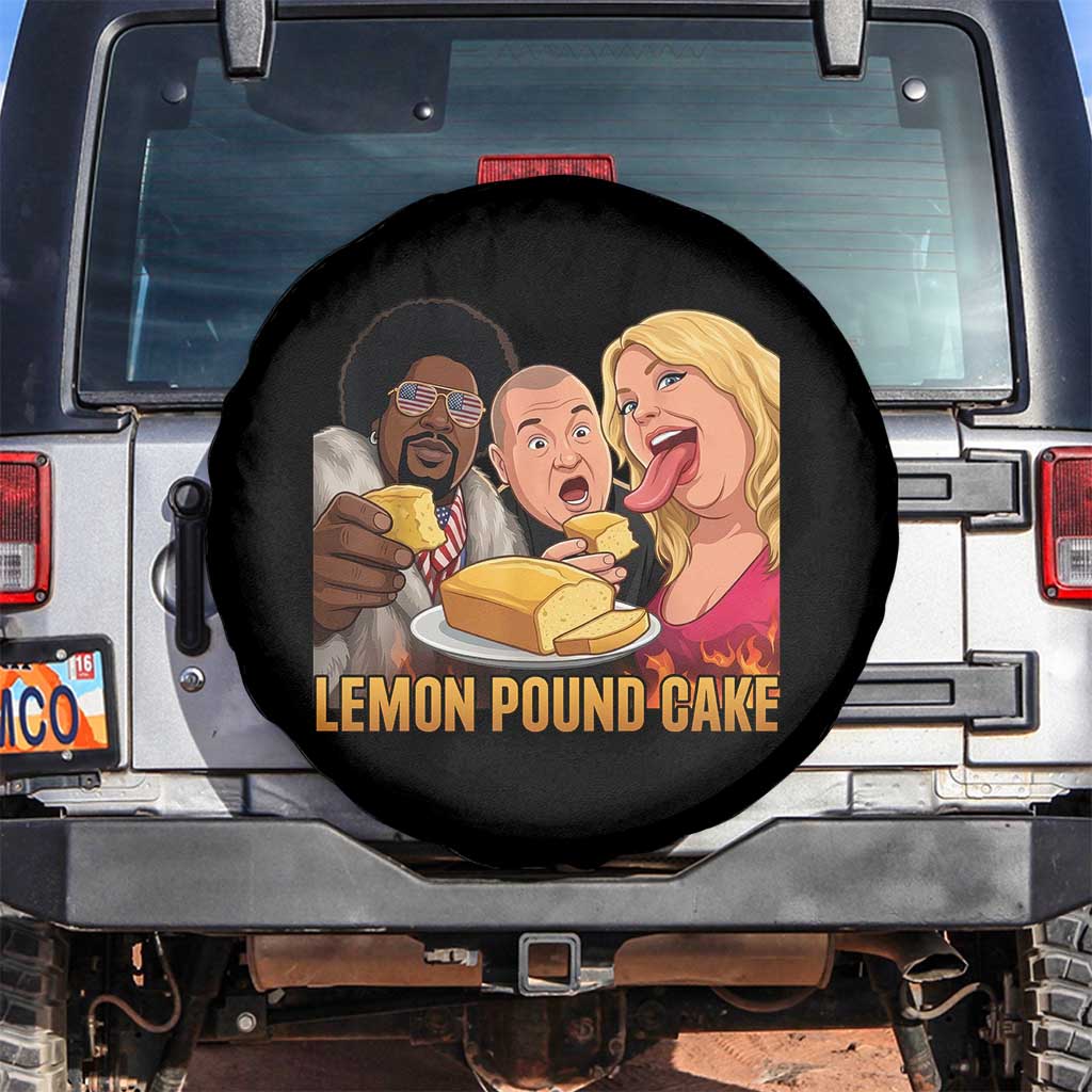 Funny Lemon Pound Cake Meme Spare Tire Cover Retro Edgy Music Humor Gift for Party Lovers TS02 No hole Black Print Your Wear
