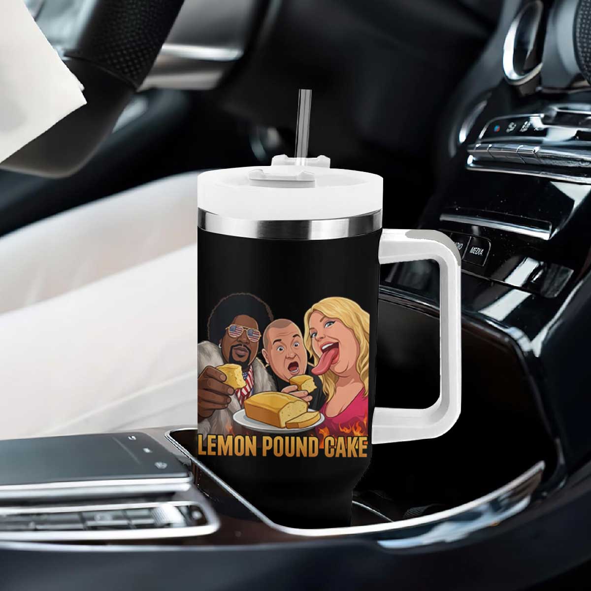 Funny Lemon Pound Cake Meme Tumbler With Handle Retro Edgy Music Humor Gift for Party Lovers TS02 Print Your Wear