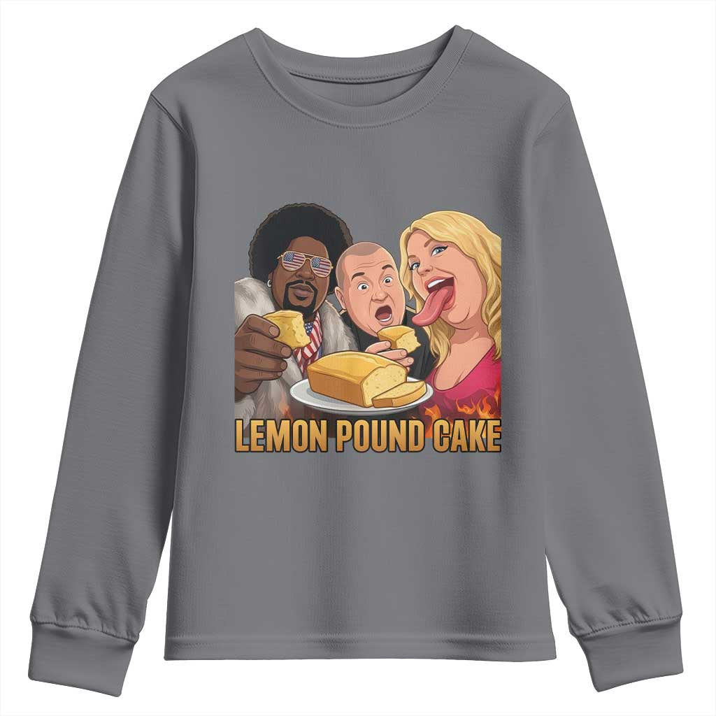 Funny Lemon Pound Cake Meme Youth Sweatshirt Retro Edgy Music Humor Gift for Party Lovers TS02 Charcoal Print Your Wear
