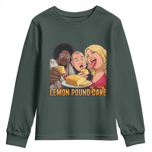 Funny Lemon Pound Cake Meme Youth Sweatshirt Retro Edgy Music Humor Gift for Party Lovers TS02 Dark Forest Green Print Your Wear