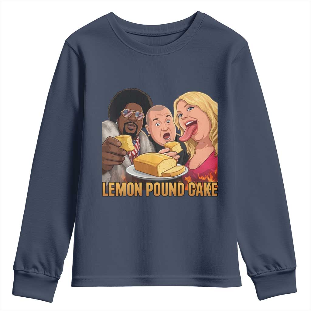 Funny Lemon Pound Cake Meme Youth Sweatshirt Retro Edgy Music Humor Gift for Party Lovers TS02 Navy Print Your Wear