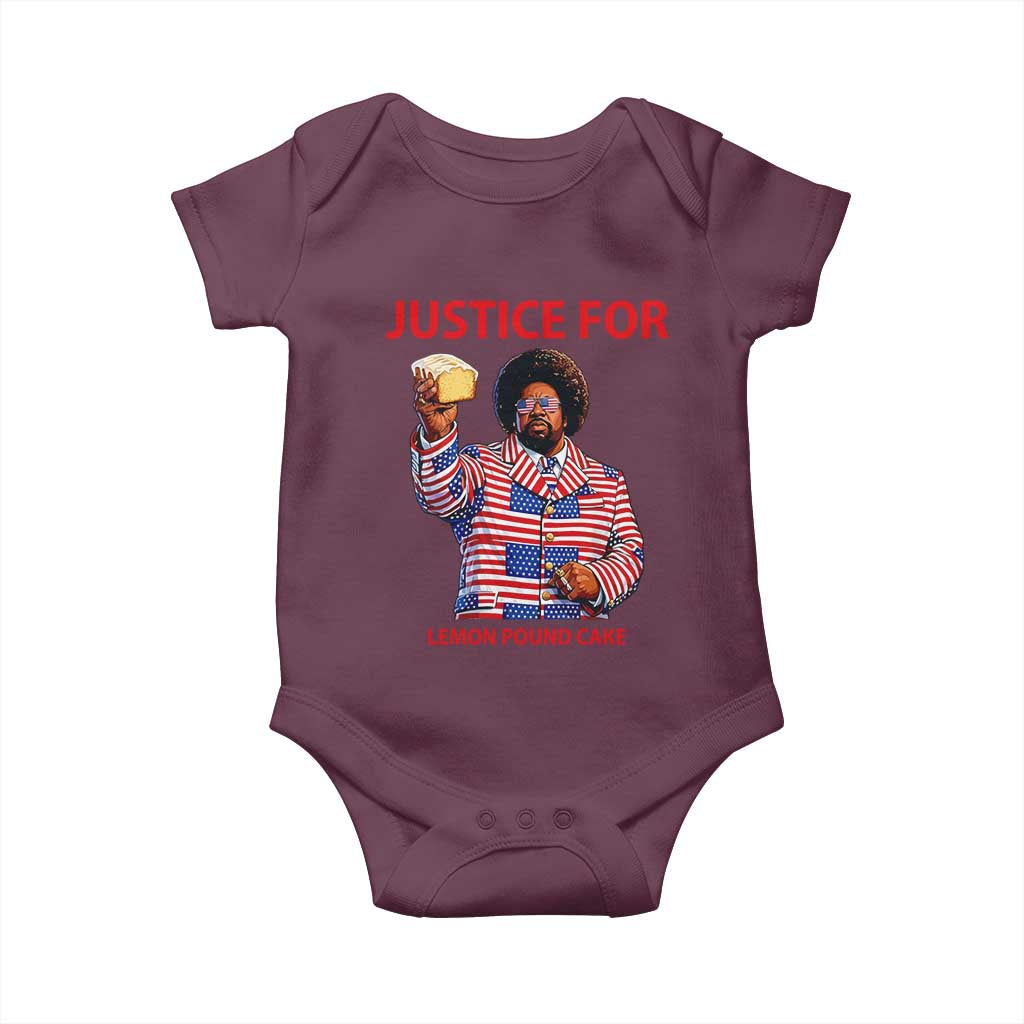 Justice for Lemon Pound Cake Baby Onesie Funny Viral Edgy Meme Courtroom Parody Rap Fans TS02 Maroon Print Your Wear