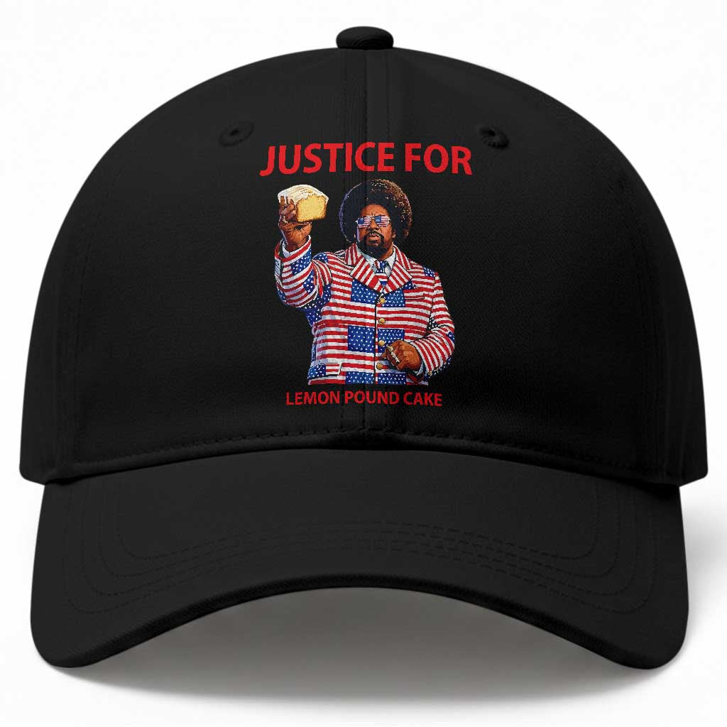Justice for Lemon Pound Cake Baseball Cap Funny Viral Edgy Meme Courtroom Parody Rap Fans