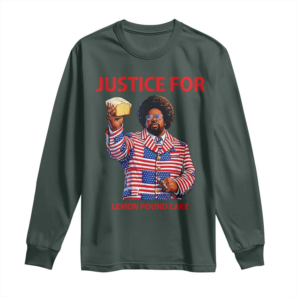Justice for Lemon Pound Cake Long Sleeve Shirt Funny Viral Edgy Meme Courtroom Parody Rap Fans TS02 Dark Forest Green Print Your Wear