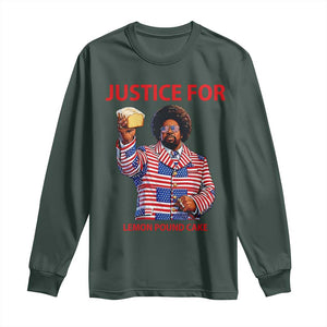 Justice for Lemon Pound Cake Long Sleeve Shirt Funny Viral Edgy Meme Courtroom Parody Rap Fans TS02 Dark Forest Green Print Your Wear