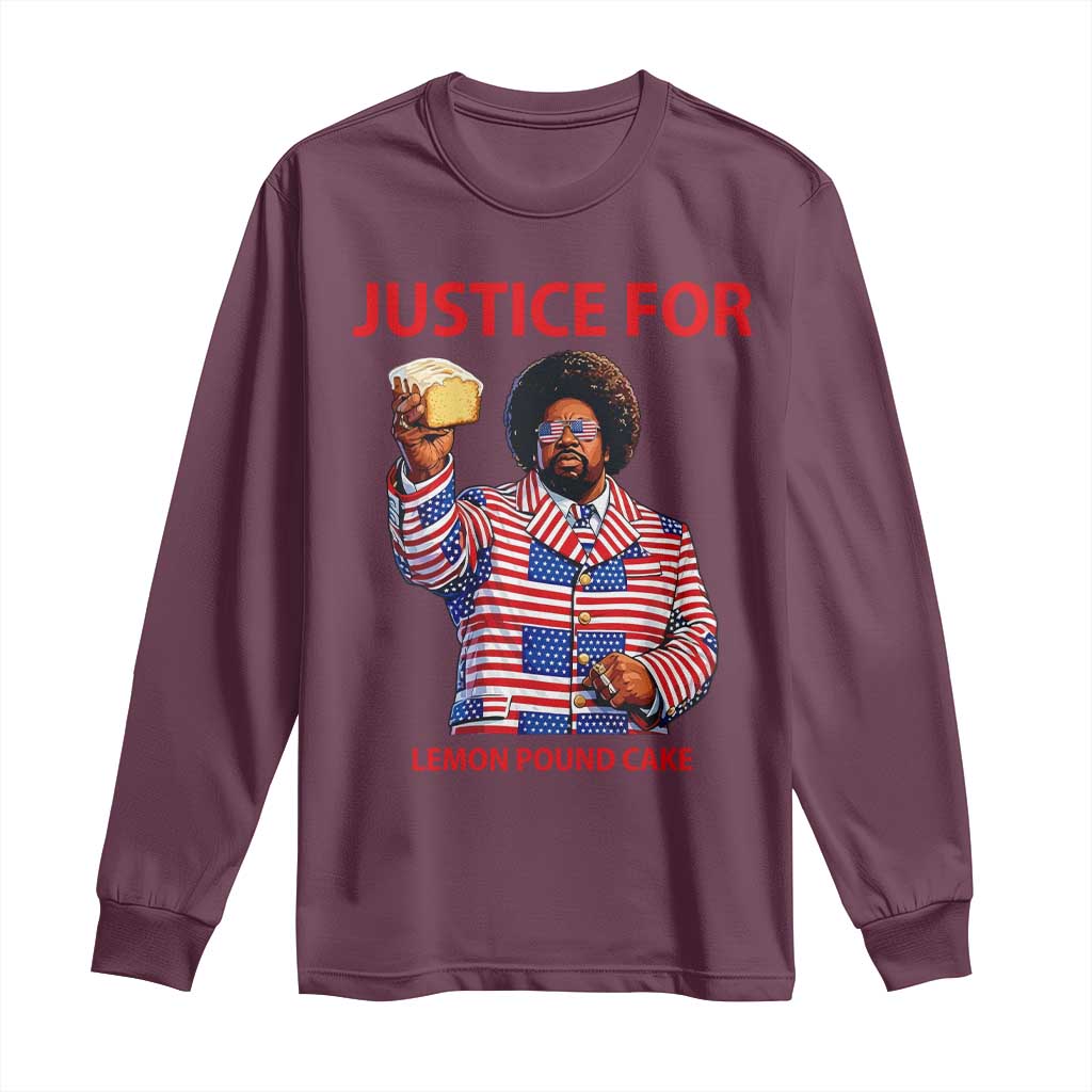 Justice for Lemon Pound Cake Long Sleeve Shirt Funny Viral Edgy Meme Courtroom Parody Rap Fans TS02 Maroon Print Your Wear