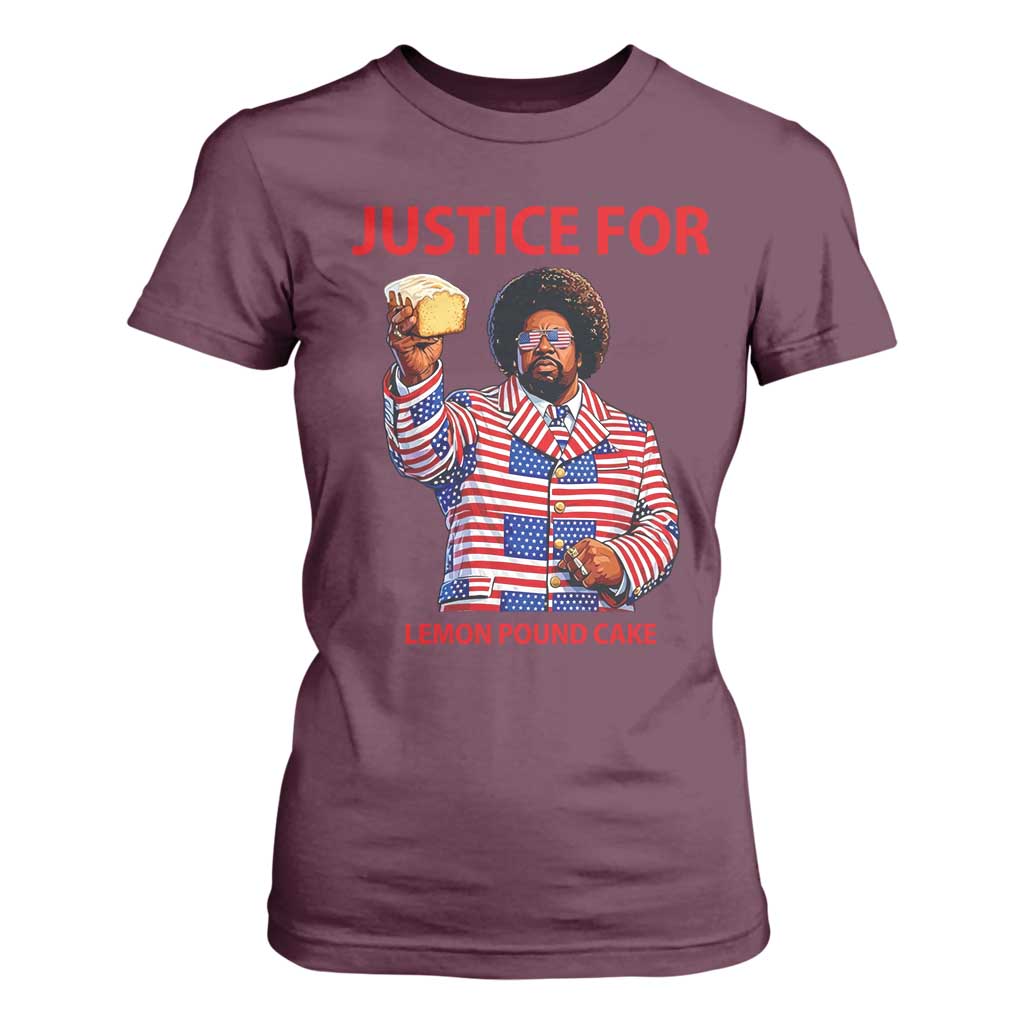Justice for Lemon Pound Cake T Shirt For Women Funny Viral Edgy Meme Courtroom Parody Rap Fans TS02 Maroon Print Your Wear