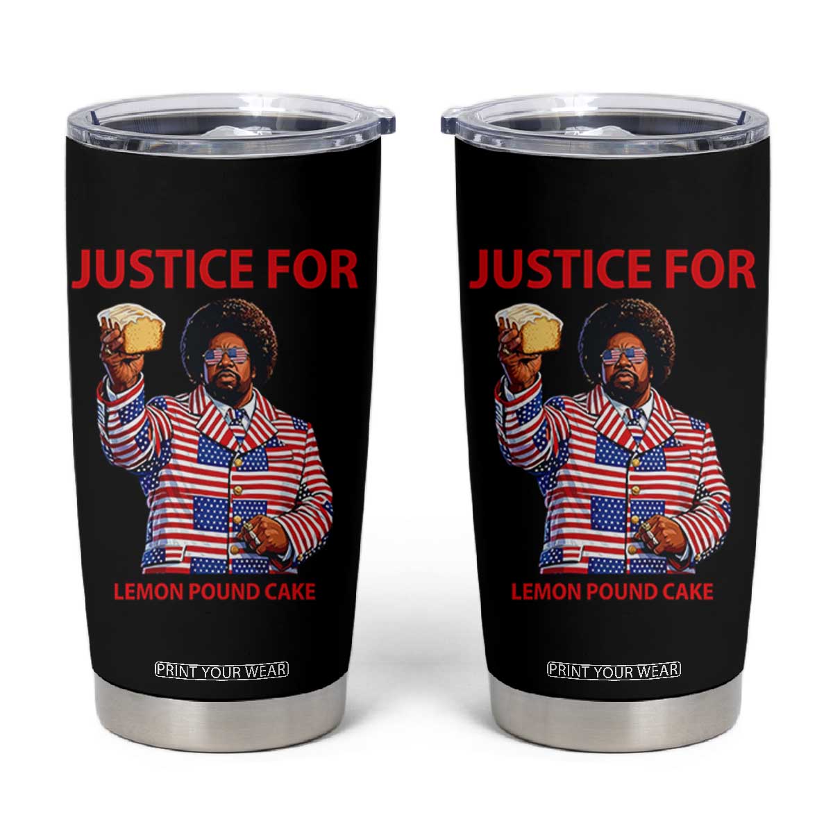 Justice for Lemon Pound Cake Tumbler Cup Funny Viral Edgy Meme Courtroom Parody Rap Fans TS02 Black Print Your Wear