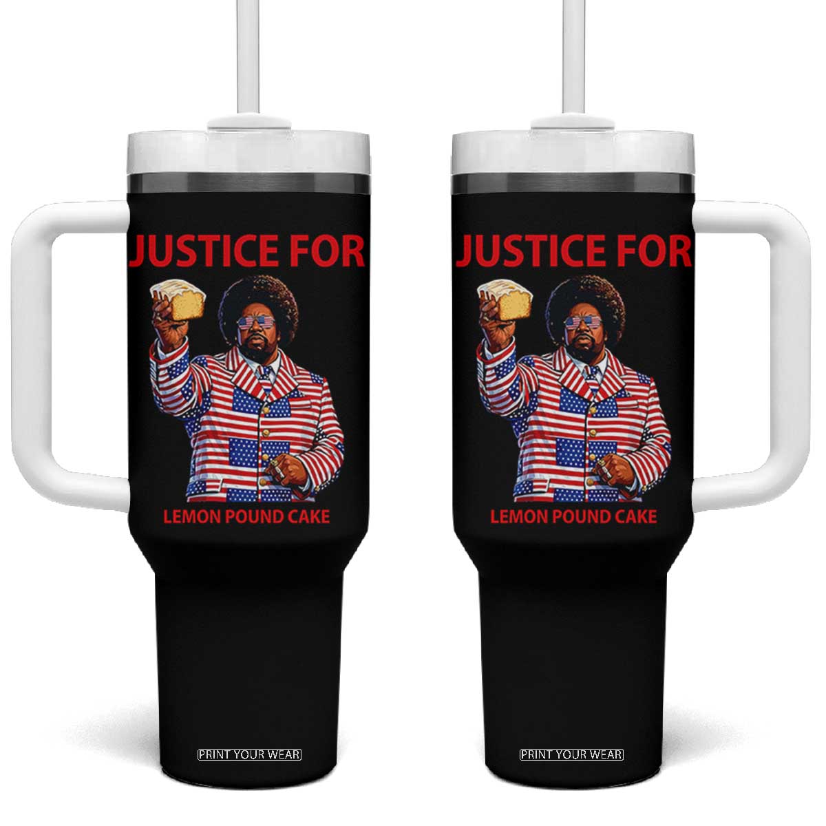 Justice for Lemon Pound Cake Tumbler With Handle Funny Viral Edgy Meme Courtroom Parody Rap Fans TS02 One Size: 40 oz Black Print Your Wear