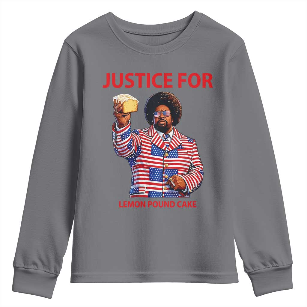 Justice for Lemon Pound Cake Youth Sweatshirt Funny Viral Edgy Meme Courtroom Parody Rap Fans TS02 Charcoal Print Your Wear