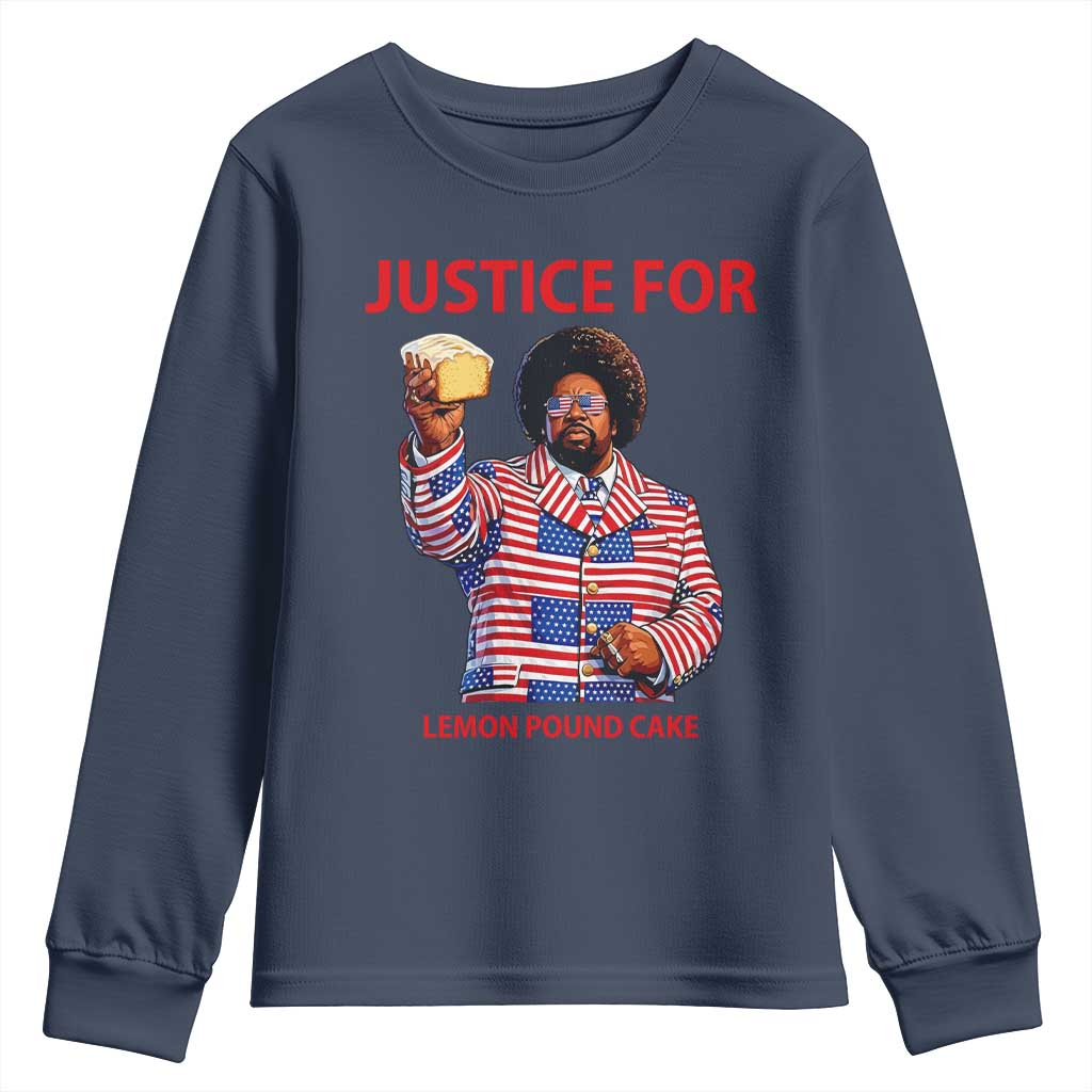 Justice for Lemon Pound Cake Youth Sweatshirt Funny Viral Edgy Meme Courtroom Parody Rap Fans TS02 Navy Print Your Wear