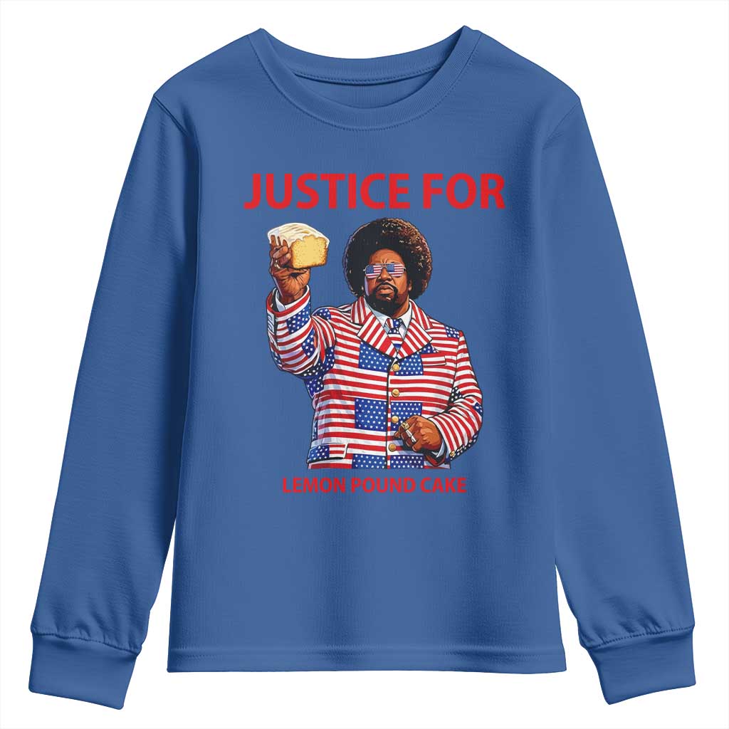 Justice for Lemon Pound Cake Youth Sweatshirt Funny Viral Edgy Meme Courtroom Parody Rap Fans TS02 Royal Blue Print Your Wear