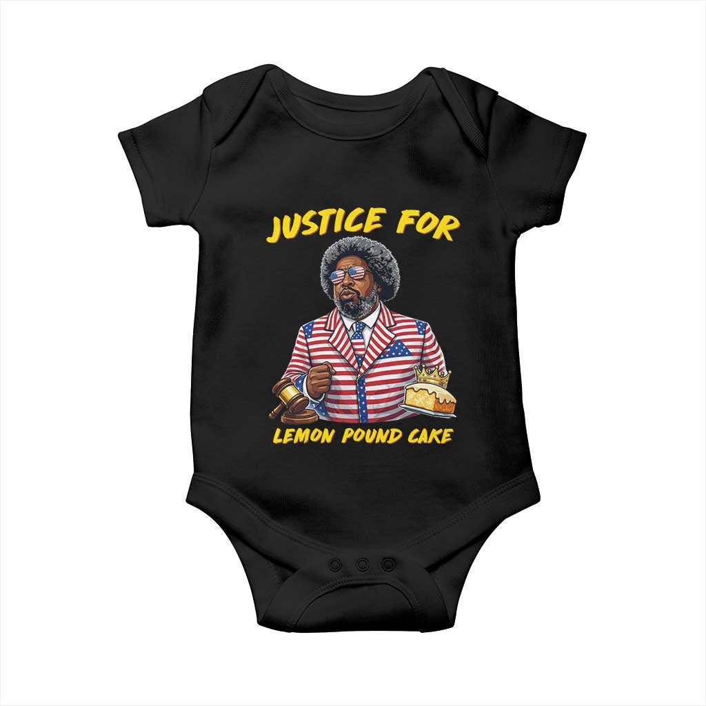 Justice for Lemon Pound Cake Funny Viral Meme Baby Onesie Edgy Hip Hop Humor Parody Gift for Rap Fans TS02 Black Print Your Wear