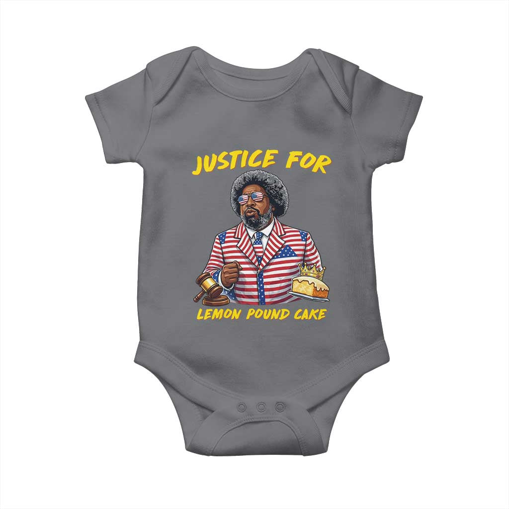 Justice for Lemon Pound Cake Funny Viral Meme Baby Onesie Edgy Hip Hop Humor Parody Gift for Rap Fans TS02 Charcoal Print Your Wear