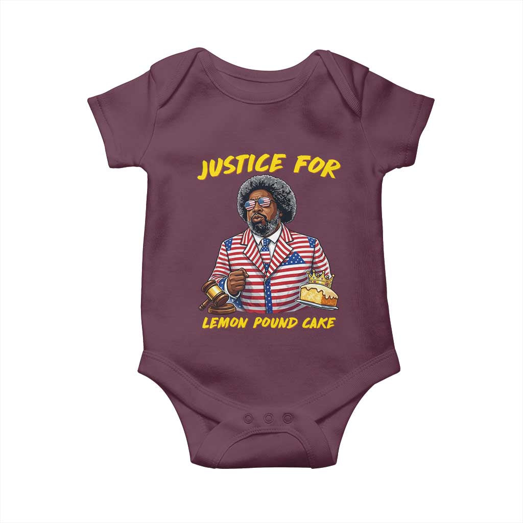 Justice for Lemon Pound Cake Funny Viral Meme Baby Onesie Edgy Hip Hop Humor Parody Gift for Rap Fans TS02 Maroon Print Your Wear