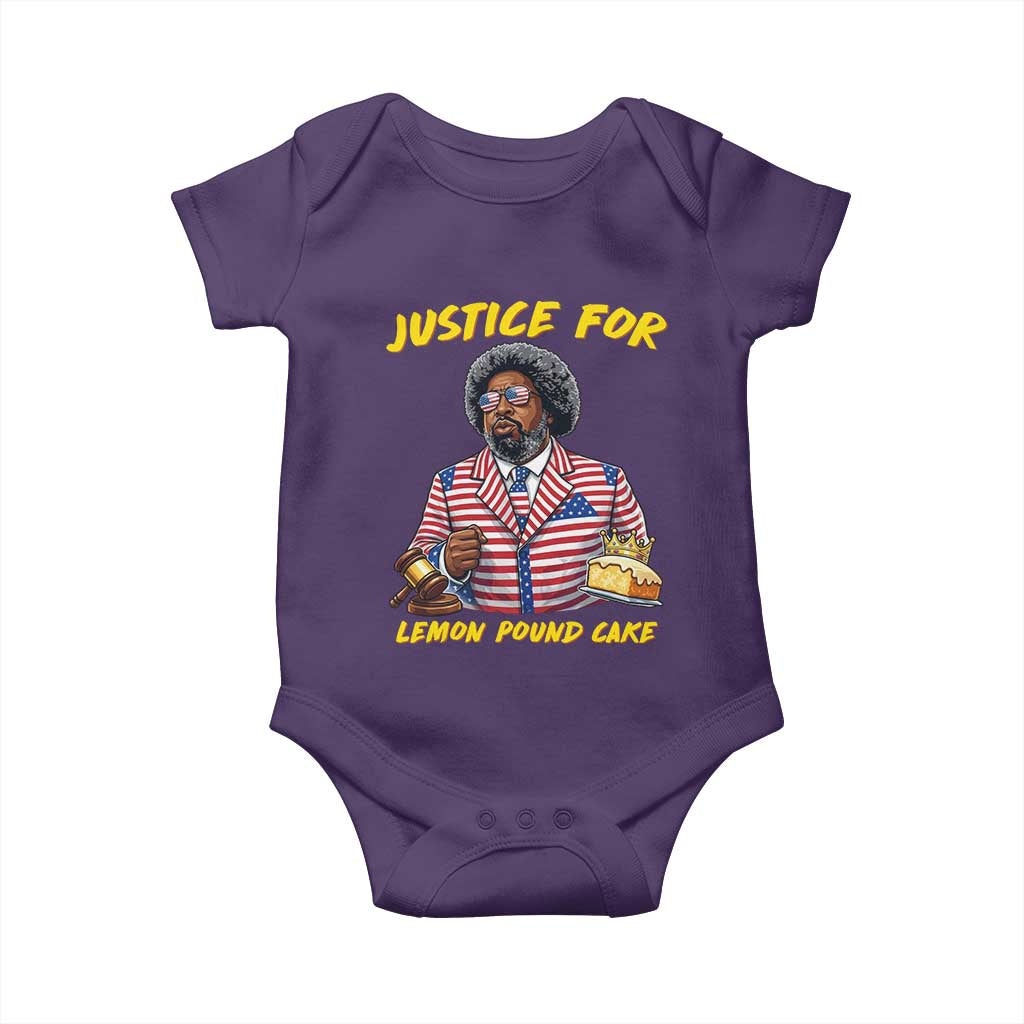 Justice for Lemon Pound Cake Funny Viral Meme Baby Onesie Edgy Hip Hop Humor Parody Gift for Rap Fans TS02 Purple Print Your Wear