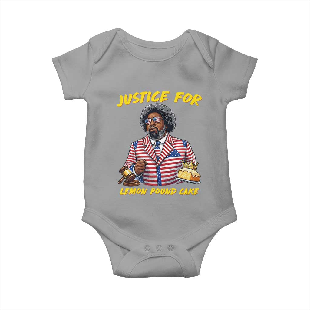 Justice for Lemon Pound Cake Funny Viral Meme Baby Onesie Edgy Hip Hop Humor Parody Gift for Rap Fans TS02 Sport Gray Print Your Wear