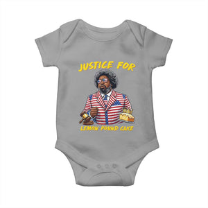 Justice for Lemon Pound Cake Funny Viral Meme Baby Onesie Edgy Hip Hop Humor Parody Gift for Rap Fans TS02 Sport Gray Print Your Wear