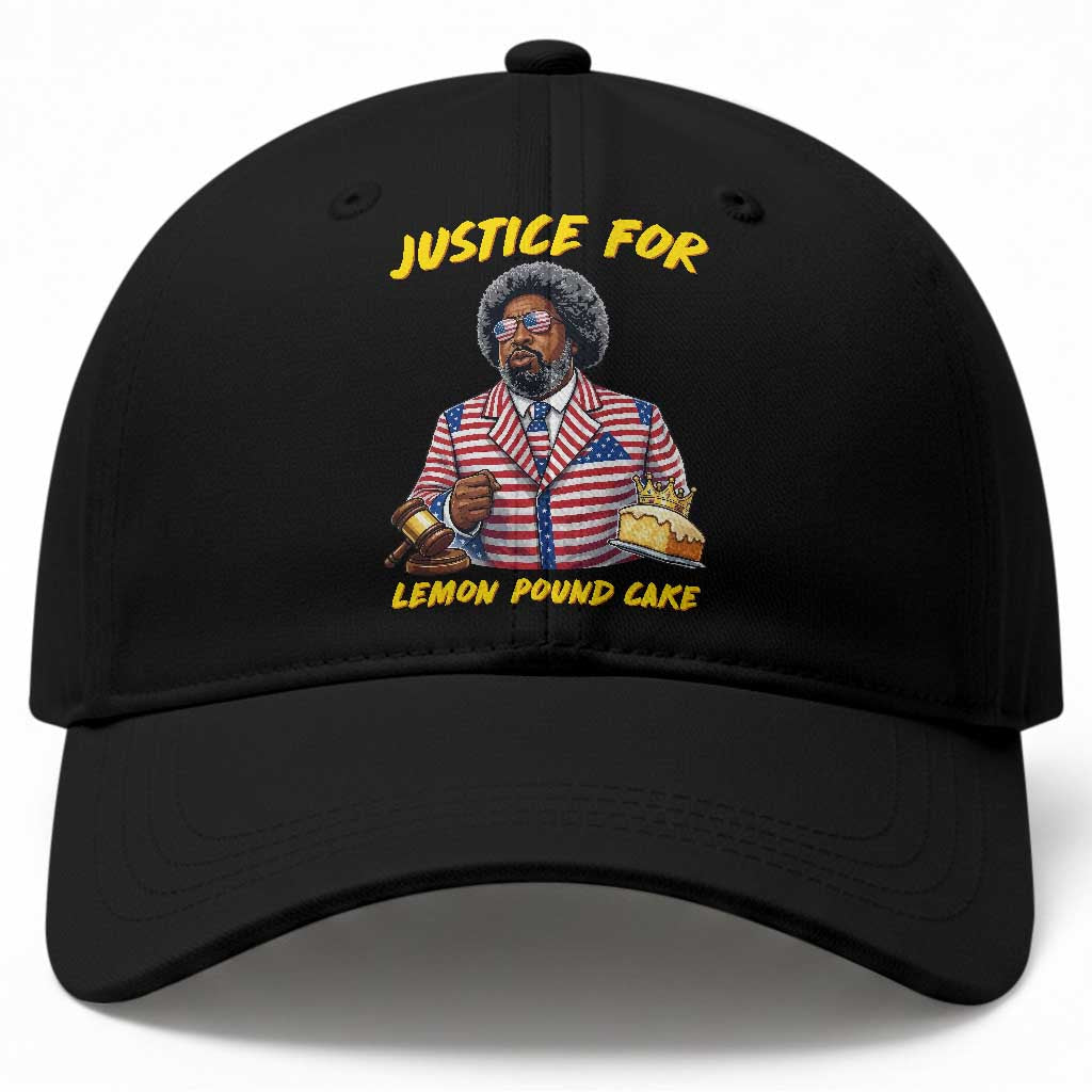 Justice for Lemon Pound Cake Funny Viral  Meme Baseball Cap Edgy Hip Hop Humor Parody Gift for Rap Fans