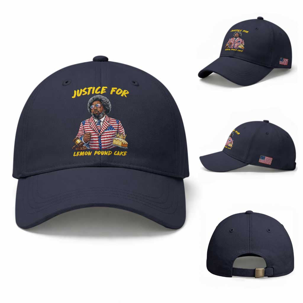 Justice for Lemon Pound Cake Funny Viral  Meme Baseball Cap Edgy Hip Hop Humor Parody Gift for Rap Fans