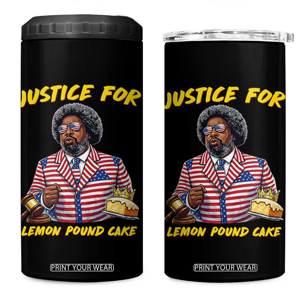 Justice for Lemon Pound Cake Funny Viral Meme 4 in 1 Can Cooler Tumbler Edgy Hip Hop Humor Parody Gift for Rap Fans TS02 One Size: 16 oz Black Print Your Wear