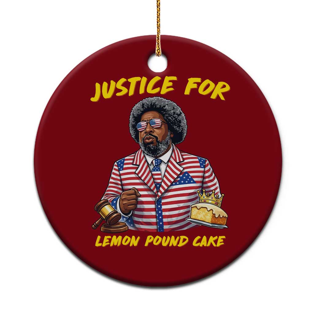 Justice for Lemon Pound Cake Funny Viral Meme Ceramic Ornament Edgy Hip Hop Humor Parody Gift for Rap Fans TS02 1pc Red Print Your Wear