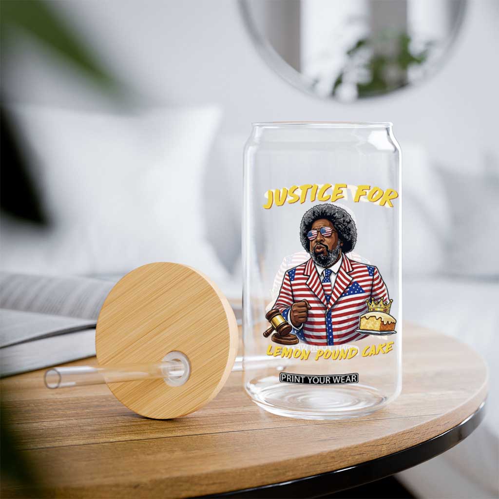Justice for Lemon Pound Cake Funny Viral Meme Glass Can Edgy Hip Hop Humor Parody Gift for Rap Fans TS02 Print Your Wear