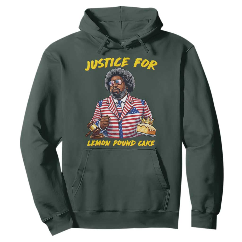 Justice for Lemon Pound Cake Funny Viral Meme Hoodie Edgy Hip Hop Humor Parody Gift for Rap Fans TS02 Dark Forest Green Print Your Wear