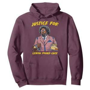 Justice for Lemon Pound Cake Funny Viral Meme Hoodie Edgy Hip Hop Humor Parody Gift for Rap Fans TS02 Maroon Print Your Wear