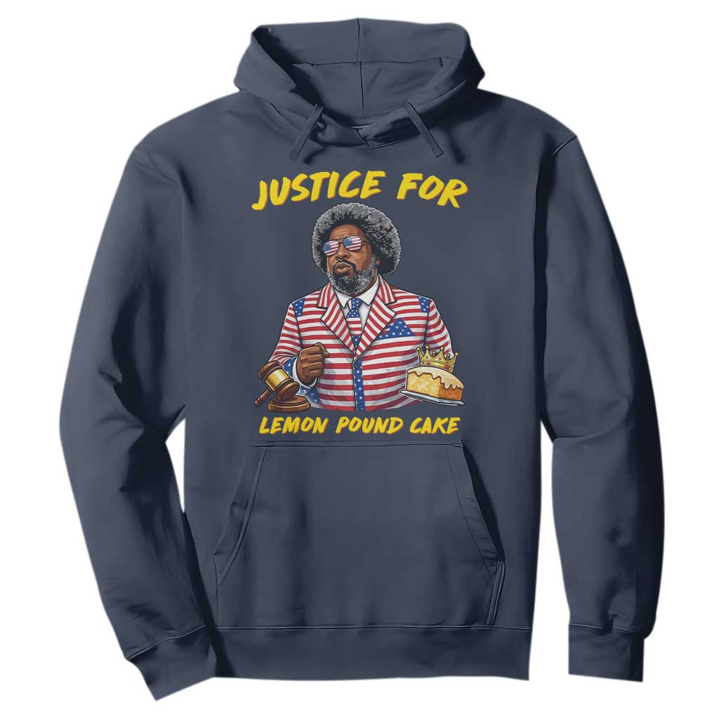 Justice for Lemon Pound Cake Funny Viral Meme Hoodie Edgy Hip Hop Humor Parody Gift for Rap Fans TS02 Navy Print Your Wear